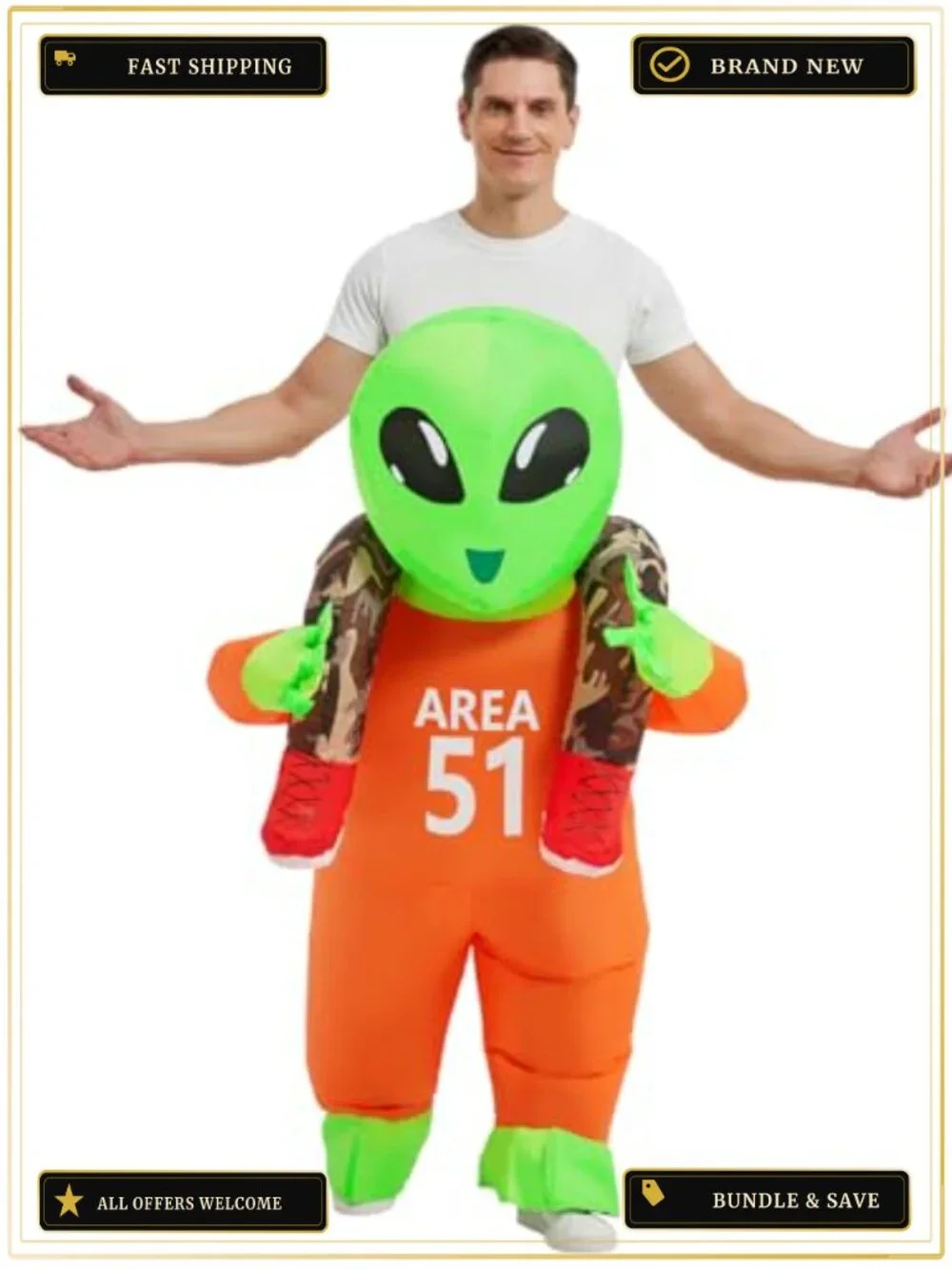 GOOSH Inflatable Alien Costume Blow Up Halloween Cosplay Suit
